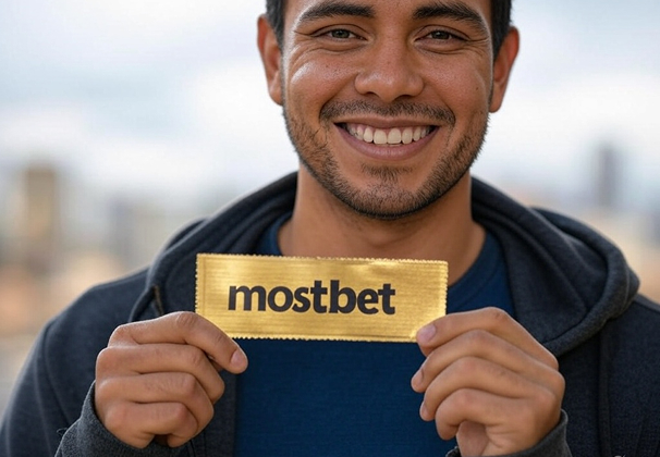 एक भारतीय mostbet का सुनहरा टिकट पकड़े हुए